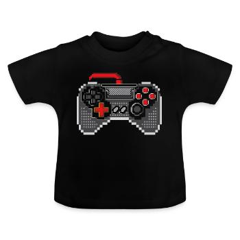 Gamepad Pixel Kunst - Baby Bio-T-Shirt mit Rundhals - Schwarz - Vorne
