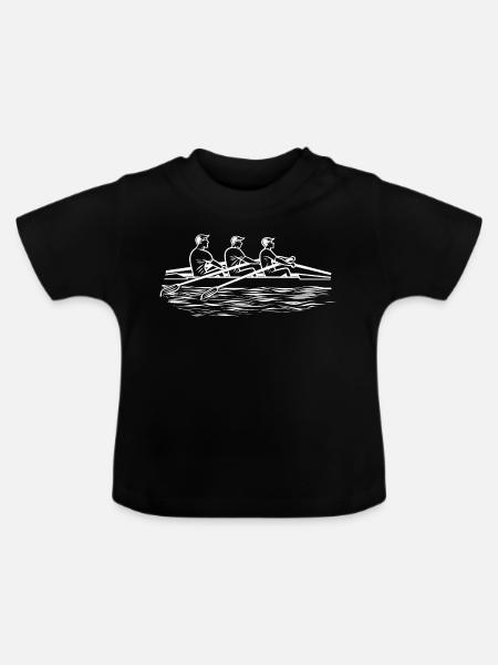 Rudermannschaft Line Art - Baby Bio-T-Shirt mit Rundhals - Schwarz
