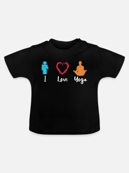Ich liebe Yoga - Baby Bio-T-Shirt mit Rundhals - Schwarz