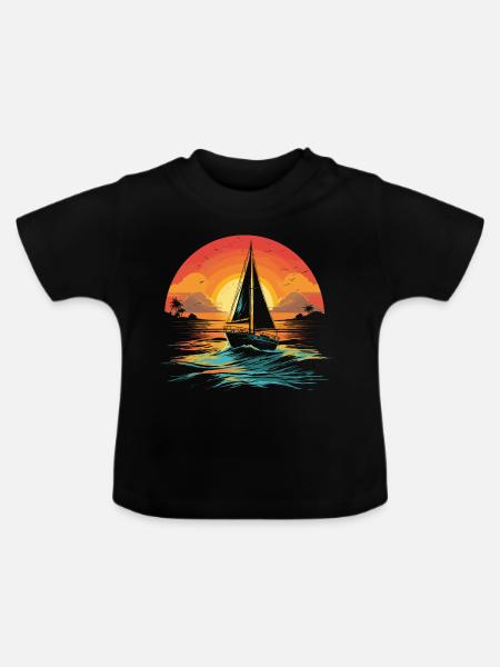 Segeln Illustration - Baby Bio-T-Shirt mit Rundhals - Schwarz