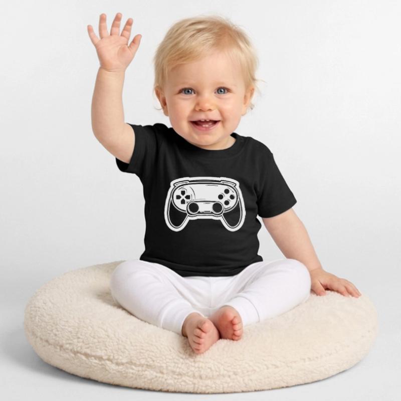 Video Game Controller Drawing Baby Organic T-Shirt with Round Neck