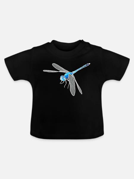 Libelle lineart - Baby Bio-T-Shirt mit Rundhals - Schwarz