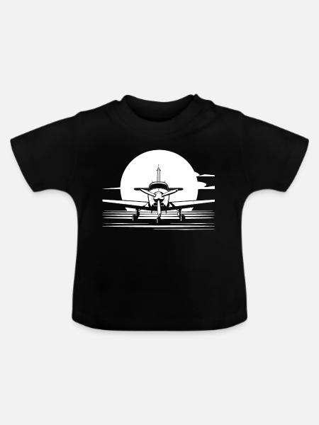 Flugzeug Skizze - Baby Bio-T-Shirt mit Rundhals - Schwarz