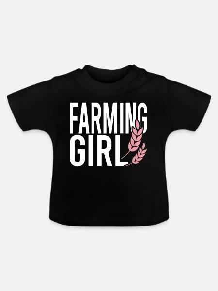 Farming Girl - Baby Bio-T-Shirt mit Rundhals - Schwarz