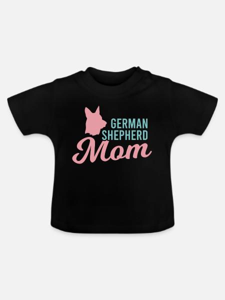 Schäferhund Mutter - Baby Bio-T-Shirt mit Rundhals - Schwarz