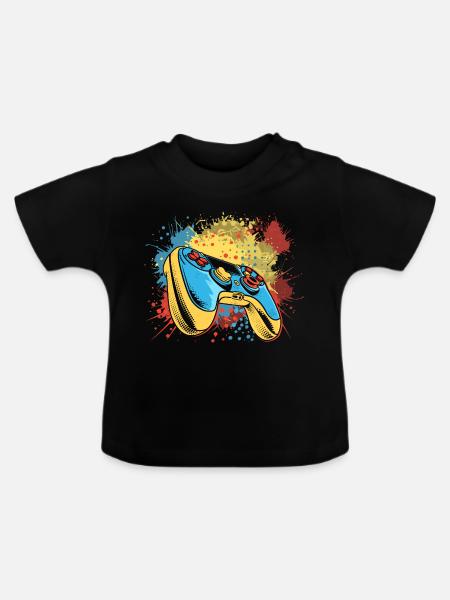 Gaming Graffiti - Baby Bio-T-Shirt mit Rundhals - Schwarz