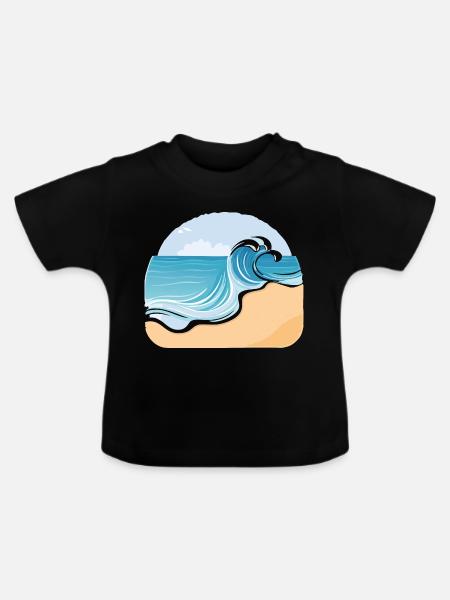 Sandstrand - Baby Bio-T-Shirt mit Rundhals - Schwarz