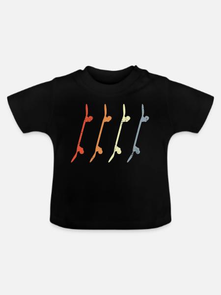 Skateboards Retro Look - Baby Bio-T-Shirt mit Rundhals - Schwarz