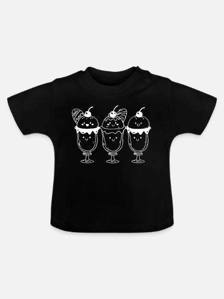 Eisbecher Comic Look - Baby Bio-T-Shirt mit Rundhals - Schwarz