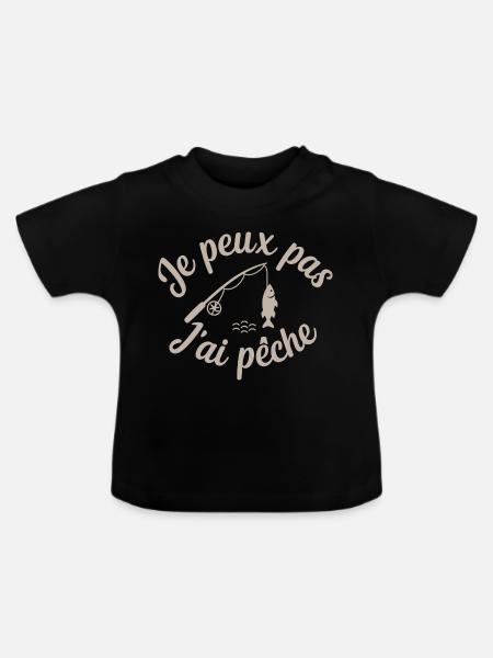 I can't I have Fishing - Baby Bio-T-Shirt mit Rundhals - Schwarz