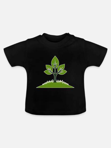 Lebendige Baumillustration für Naturfreundinnen - Baby Bio-T-Shirt mit Rundhals - Schwarz
