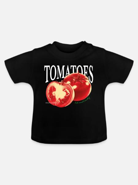 Tomatoes – Frisches Foodie-Statement - Baby Bio-T-Shirt mit Rundhals - Schwarz