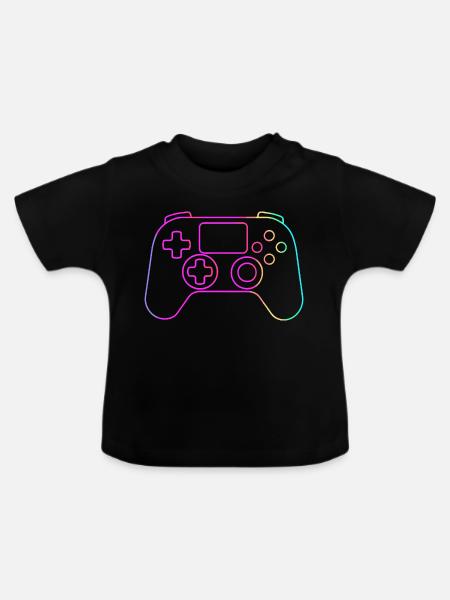 Spiel Controller Skizze - Baby Bio-T-Shirt mit Rundhals - Schwarz