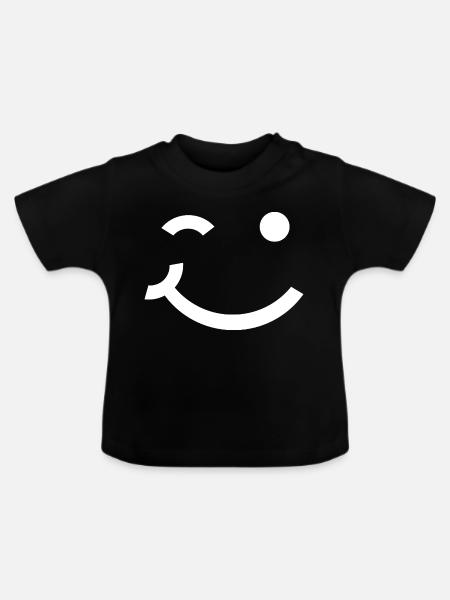 Zwinkerndes Gesicht, zwinkerndes Lächeln - Baby Bio-T-Shirt mit Rundhals - Schwarz