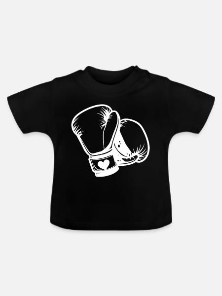 Boxhandschuhe Skizze - Baby Bio-T-Shirt mit Rundhals - Schwarz