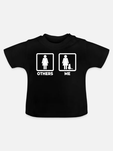 Katzenbesitzerin Strichfiguren - Baby Bio-T-Shirt mit Rundhals - Schwarz