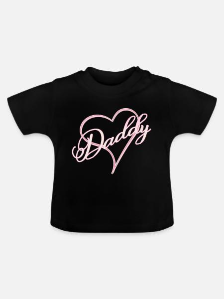 Daddy mit Herz Mädchen rosa - Baby Bio-T-Shirt mit Rundhals - Schwarz