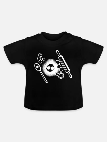 Backzutaten Zeichnung - Baby Bio-T-Shirt mit Rundhals - Schwarz