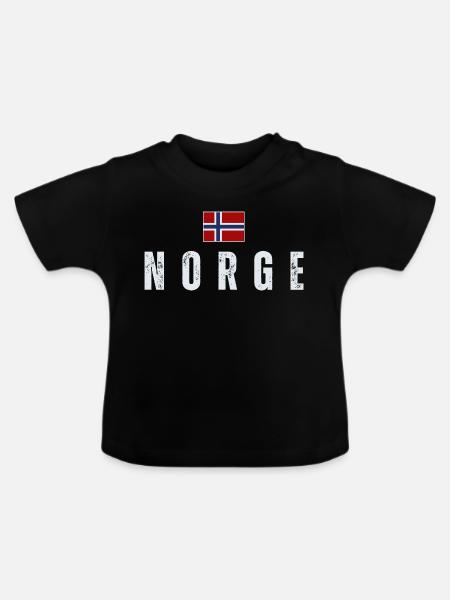 Norwegische Patriotenflagge - Baby Bio-T-Shirt mit Rundhals - Schwarz