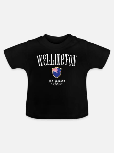 Wellington, Neuseeland, minimalistisches Design - Baby Bio-T-Shirt mit Rundhals - Schwarz