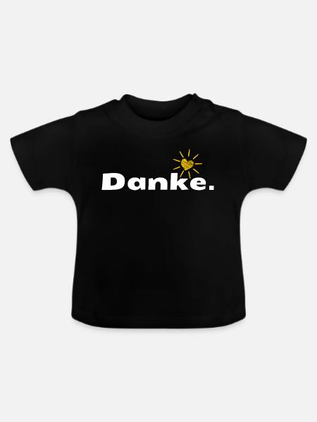 Danke HerzSonne Typografie - Baby Bio-T-Shirt mit Rundhals - Schwarz