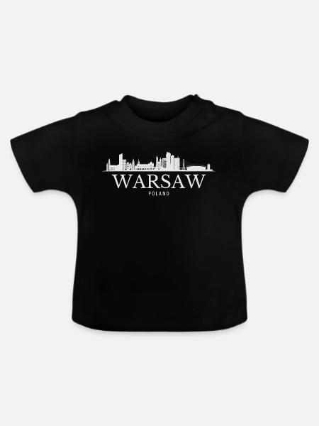 Warschauer Skyline, Warschau Polen - Baby Bio-T-Shirt mit Rundhals - Schwarz