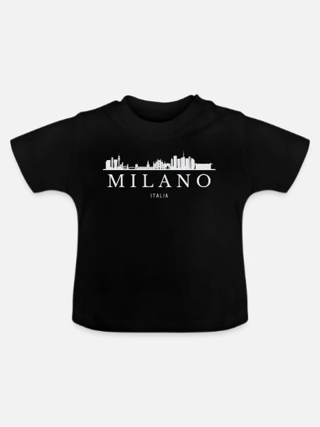 Mailand Skyline, Mailand, Italien - Baby Bio-T-Shirt mit Rundhals - Schwarz