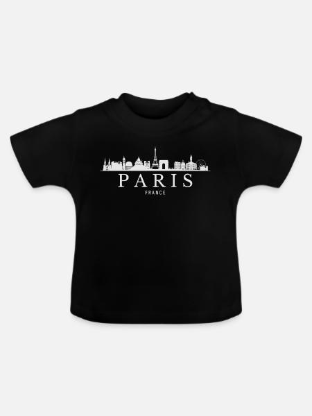Pariser Skyline, Paris, Frankreich - Baby Bio-T-Shirt mit Rundhals - Schwarz