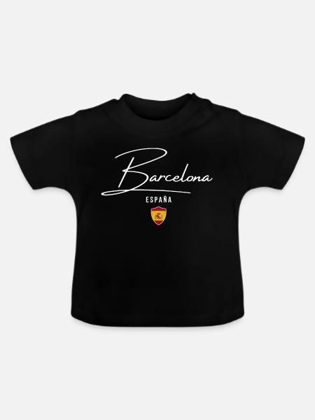 Barcelona, Spanien, elegantes Design - Baby Bio-T-Shirt mit Rundhals - Schwarz