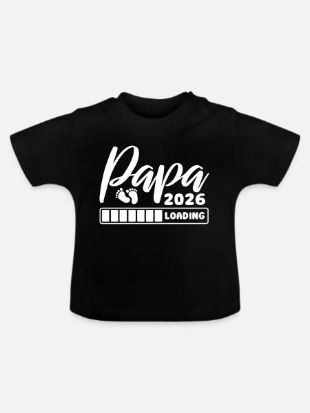 Papa 2026 loading - Schwangerschaft - Geschenk - Baby Bio-T-Shirt mit Rundhals - Schwarz