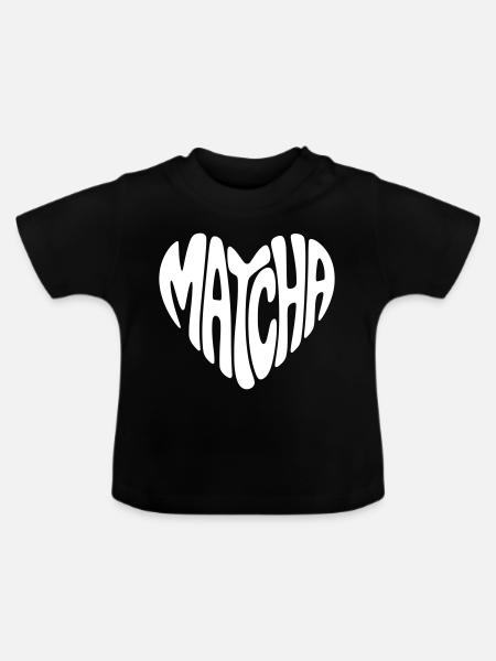 Matcha Herz - Baby Bio-T-Shirt mit Rundhals - Schwarz