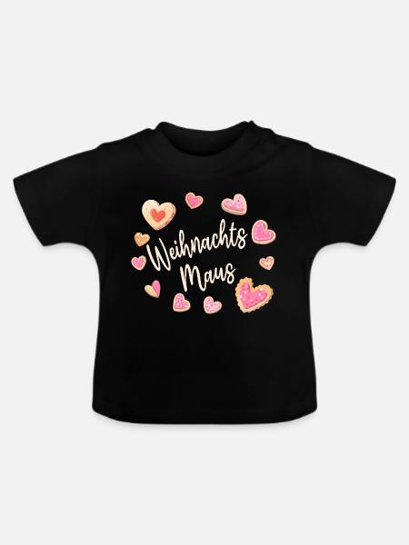 Weihnachtsmaus Kekse Plätzchen Weihnachten Advent - Baby Bio-T-Shirt mit Rundhals - Schwarz