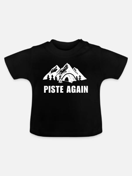 WIEDER PIE. Ski. Ski-Wintersport - Baby Bio-T-Shirt mit Rundhals - Schwarz
