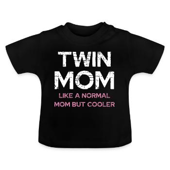 Zwillingsmama – cooler als normale Mama - Baby Bio-T-Shirt mit Rundhals - Schwarz - Vorne