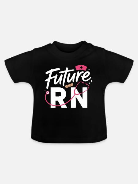 Future RN Stethoskop & Klinik - Baby Bio-T-Shirt mit Rundhals - Schwarz