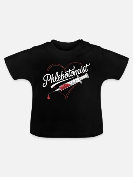 Phlebotomist Herzspritze - Baby Bio-T-Shirt mit Rundhals - Schwarz