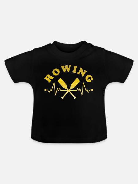 Rowing Herzschlag - Baby Bio-T-Shirt mit Rundhals - Schwarz