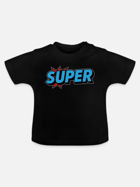 Super Retro oldschool Schriftzug - Baby Bio-T-Shirt mit Rundhals - Schwarz