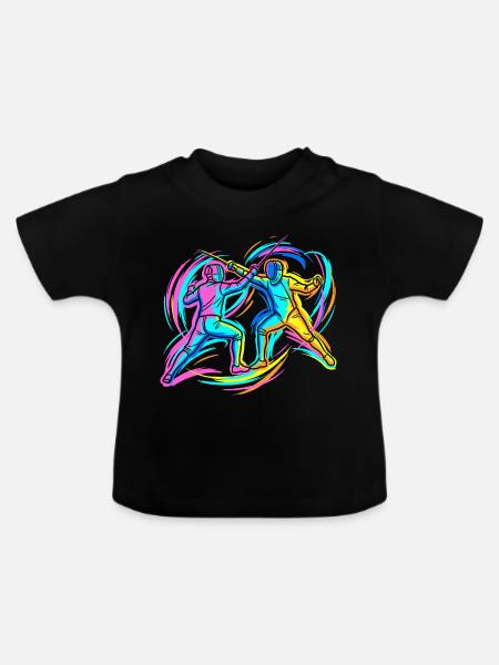 Fechtduell - Baby Bio-T-Shirt mit Rundhals - Schwarz