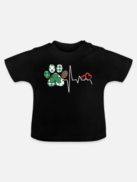 Kleeblatt Rhythmus Herzschlag - Baby Bio-T-Shirt mit Rundhals - Schwarz