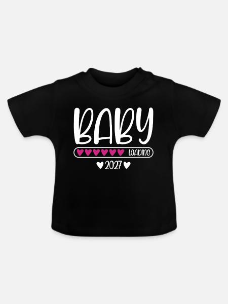 Baby 2027 loading Herzchen Ladebalken - Baby Bio-T-Shirt mit Rundhals - Schwarz