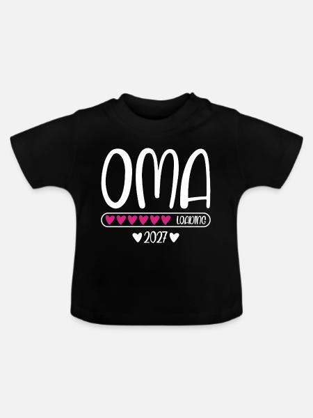 Oma 2027 loading Herzchen Ladebalken - Baby Bio-T-Shirt mit Rundhals - Schwarz