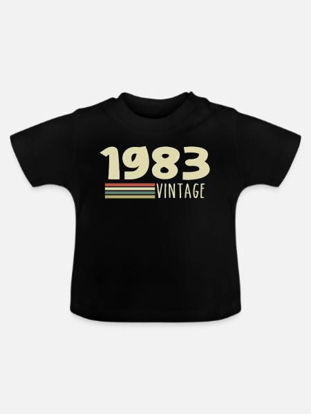 1983-Jubiläum-1983-retro-1983 - Baby Bio-T-Shirt mit Rundhals - Schwarz