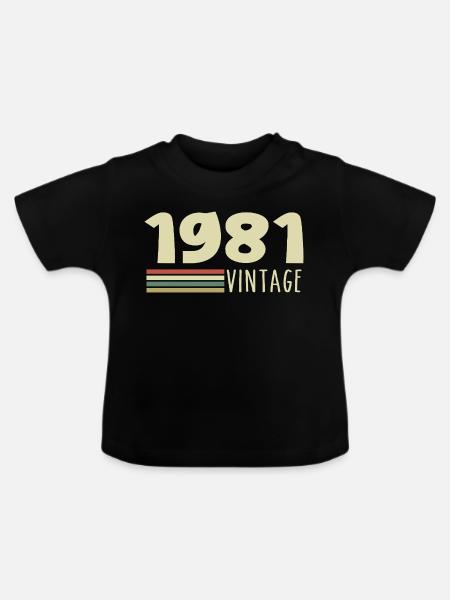 1981-Jubiläum-1981-retro-1981 - Baby Bio-T-Shirt mit Rundhals - Schwarz