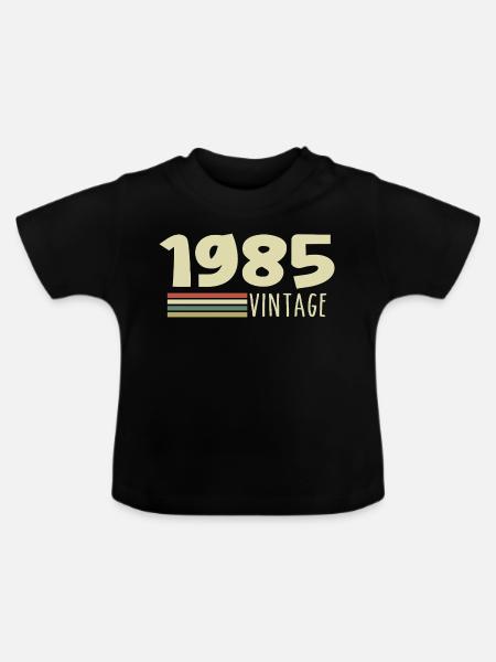 1985-Jubiläum-1985-retro-1985 - Baby Bio-T-Shirt mit Rundhals - Schwarz