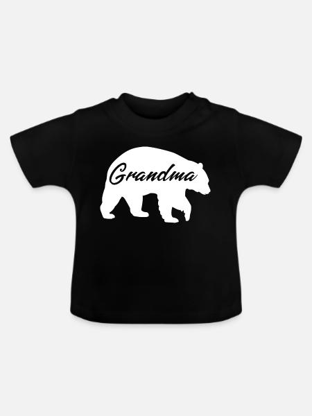 Grandma Bear süßes Geschenkhemd - Baby Bio-T-Shirt mit Rundhals - Schwarz