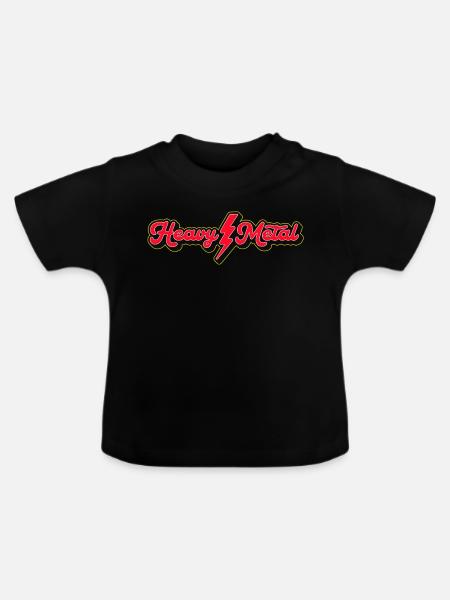 Heavy Metal Lightning Bolt Script-Logo - Baby Bio-T-Shirt mit Rundhals - Schwarz
