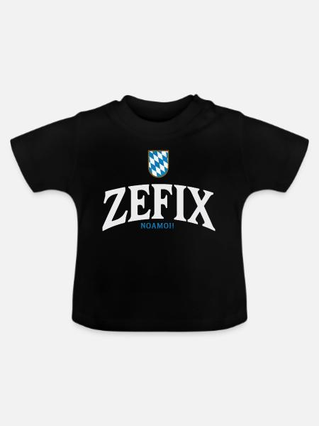 BayernWappen ZEFIX Logo - Baby Bio-T-Shirt mit Rundhals - Schwarz