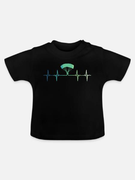 Paragliding-Herzschlag-Gleitschirm - Baby Bio-T-Shirt mit Rundhals - Schwarz