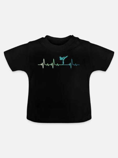 Karate Kara-Te Herzschlag Karate - Baby Bio-T-Shirt mit Rundhals - Schwarz